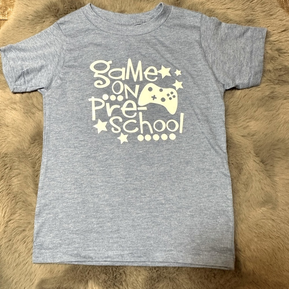 Boys Blue Cotton Short Sleeve T-Shirt Size 2T. Hand Designed. Small Business